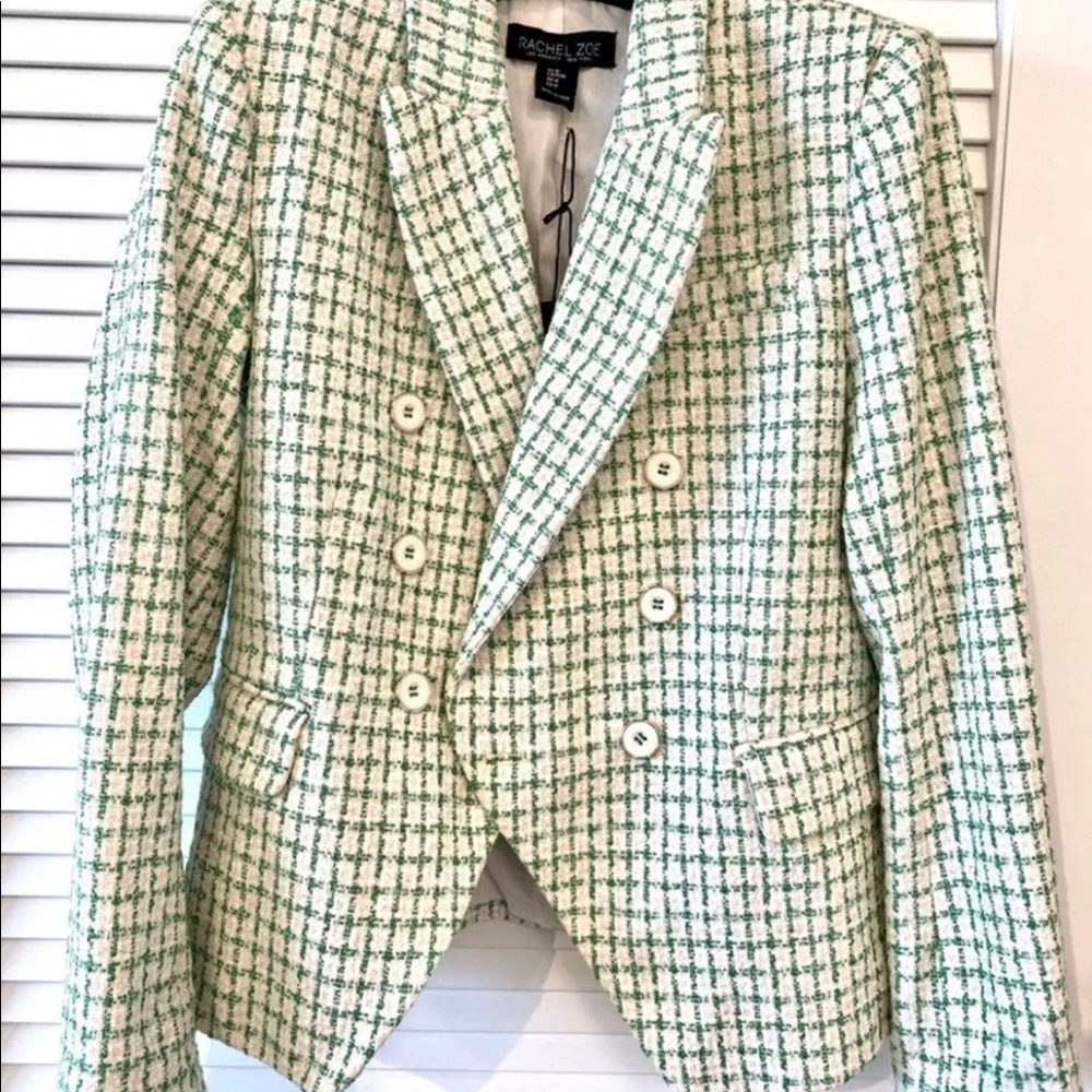 Rachel Zoe Women’s Boucle Blazer, White/Green